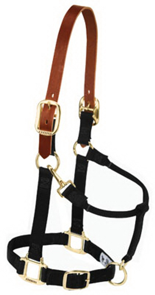 Weaver Leather Horse Halter, Breakaway, Black Nylon/Leather, 1-In., Small/Weanling