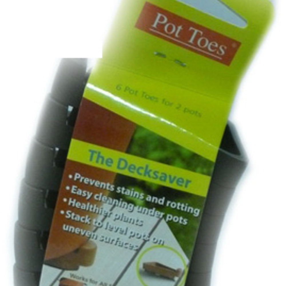 Decksaver Garden Pot Toes, Black, 3-In., 6-Pk.