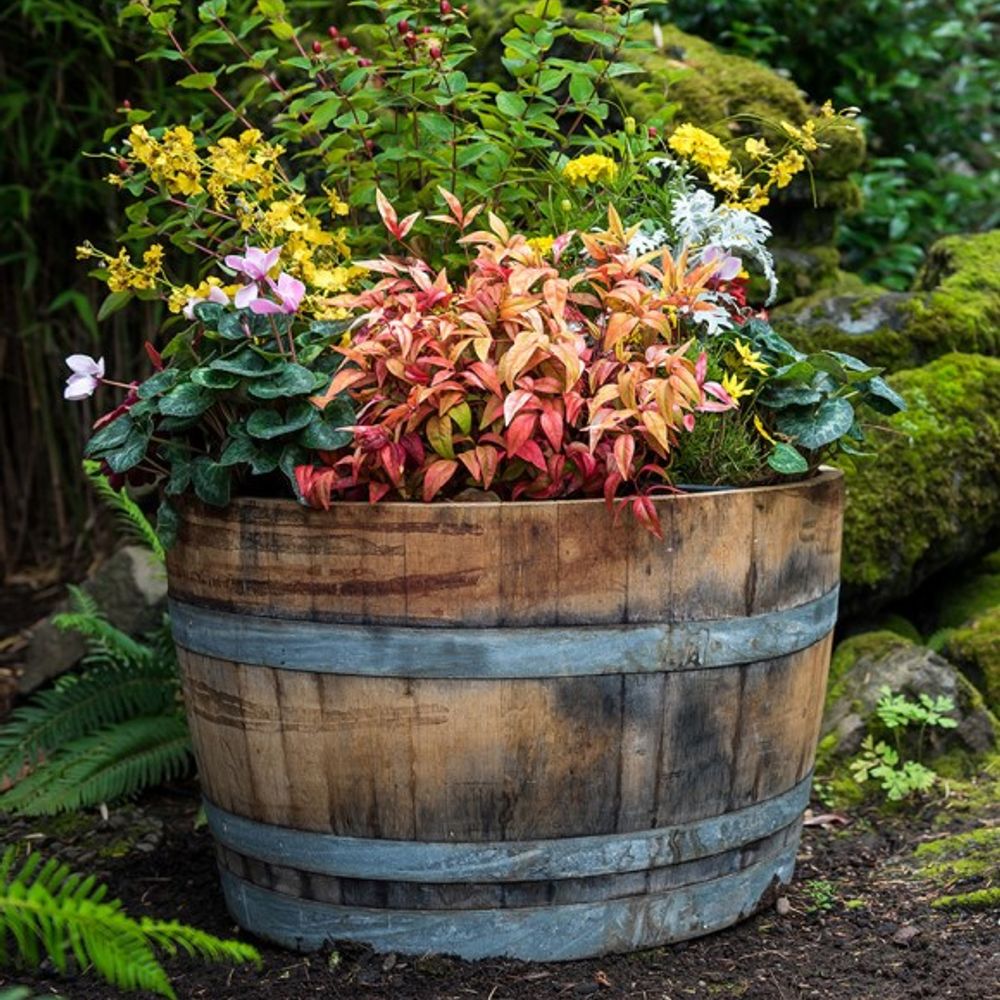 Real Wood Products, Oak Half Wine Barrel Planter, B100
