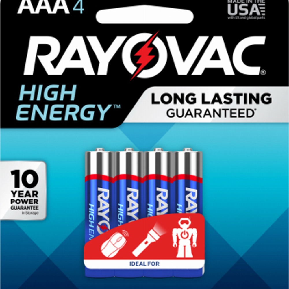 Rayovac Alkaline Batteries, AAA, 4-Pk.