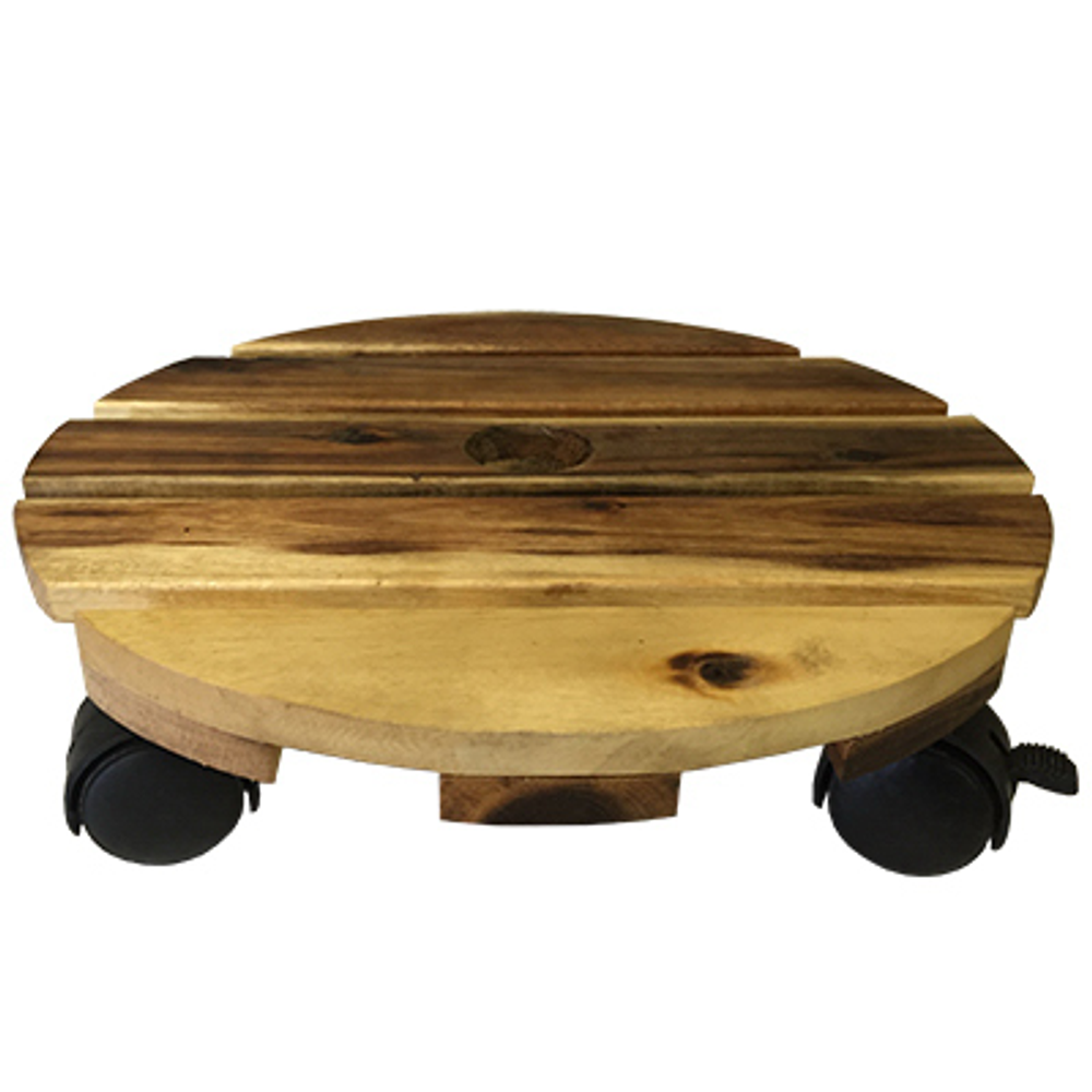 Avera Wood Plant Caddy With Casters, 12-In.