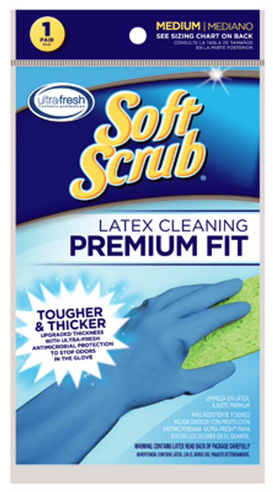 Soft Scrub Latex Gloves, Embossed Grip, Medium, Pr.