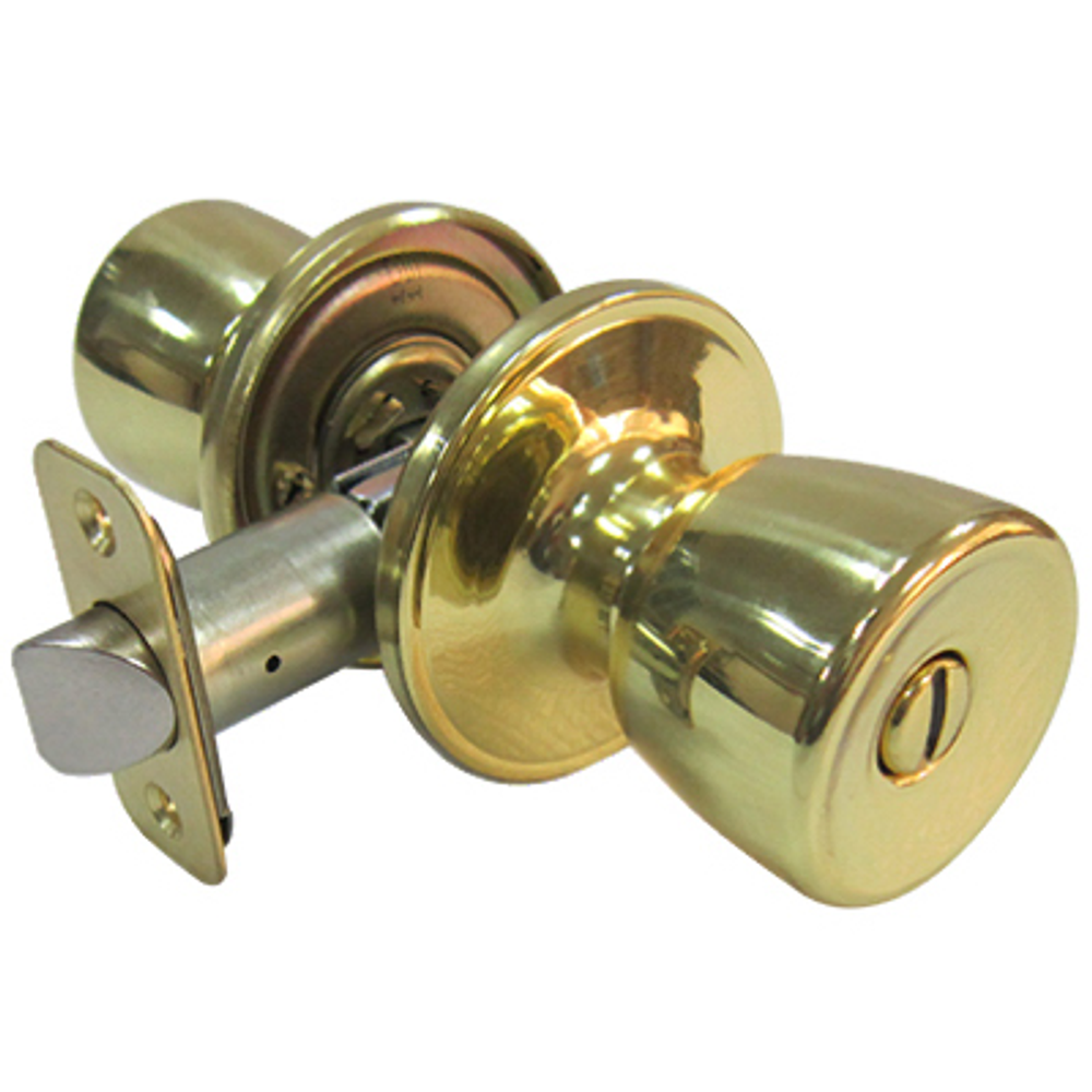 Tru-Guard Medium Tulip-Style Knob Privacy Lockset, Polished Brass
