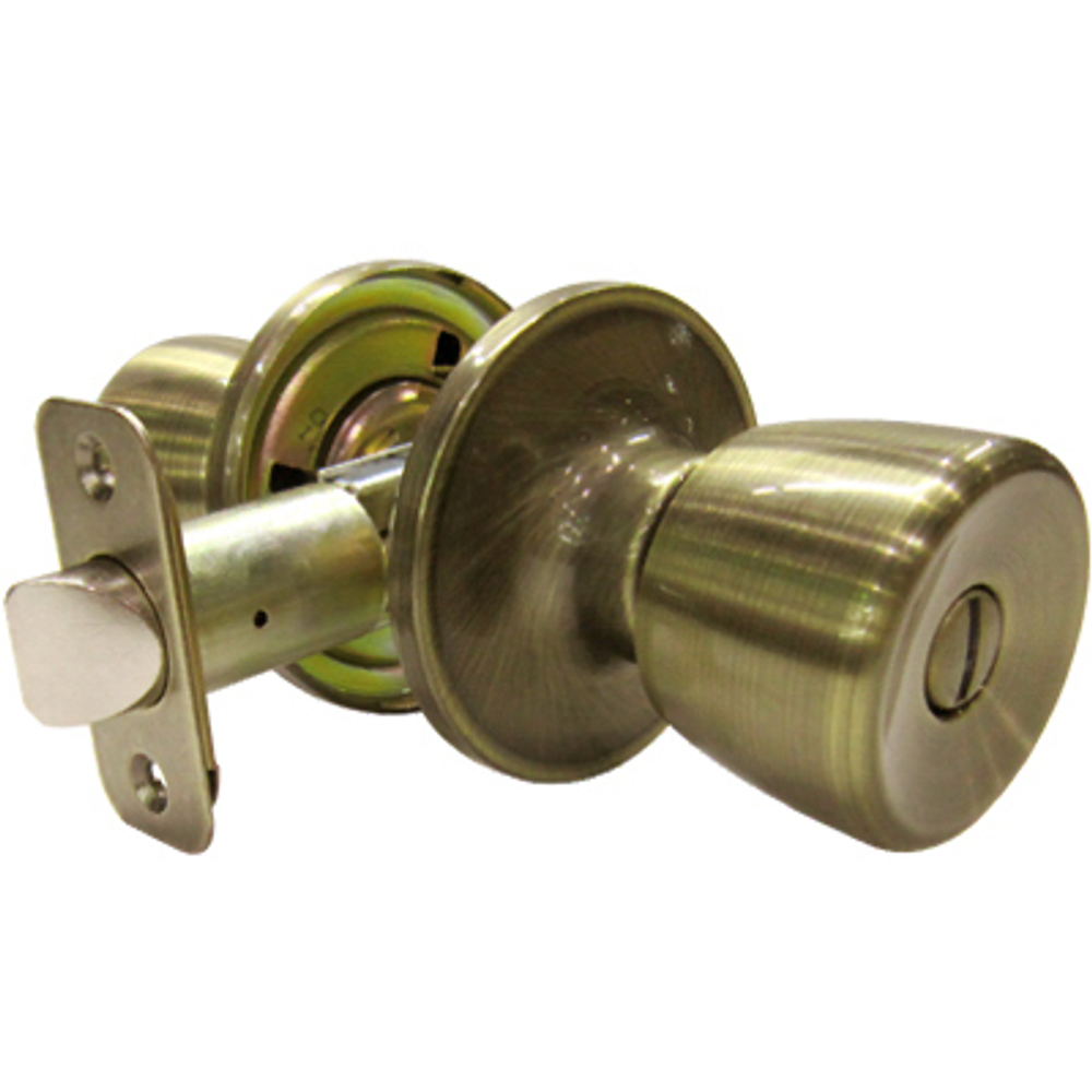 Tru-Guard Medium Tulip-Style Knob Privacy Lockset, Antique Brass