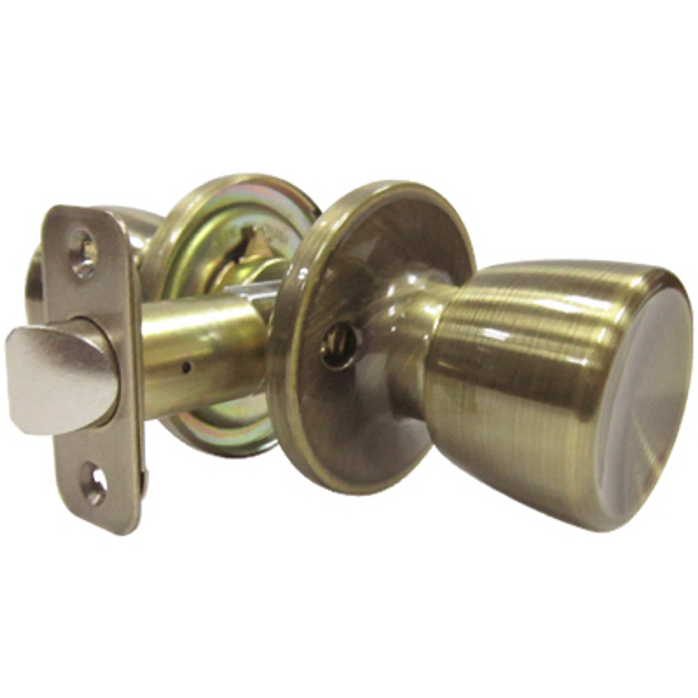 Tru-Guard Medium Tulip-Style Knob Passage Lockset, Antique Brass