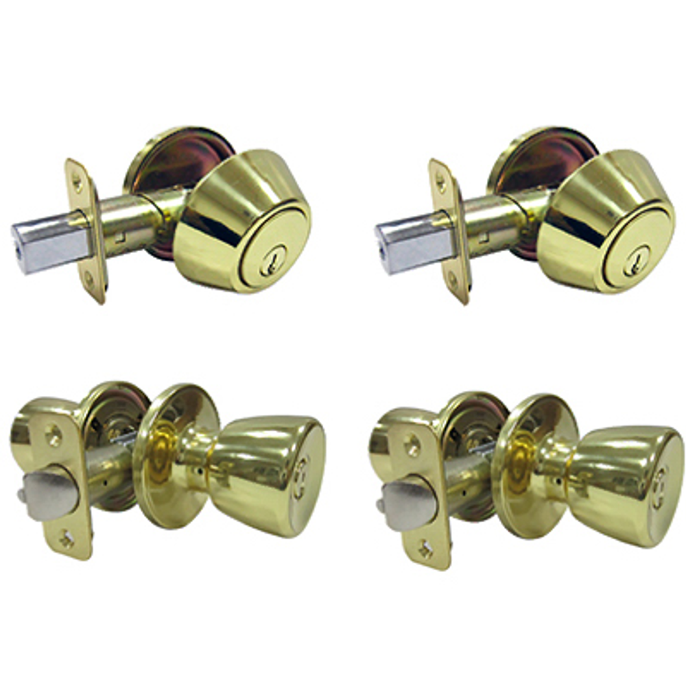 Tru-Guard Tulip Project Lock Pack, Polished Brass