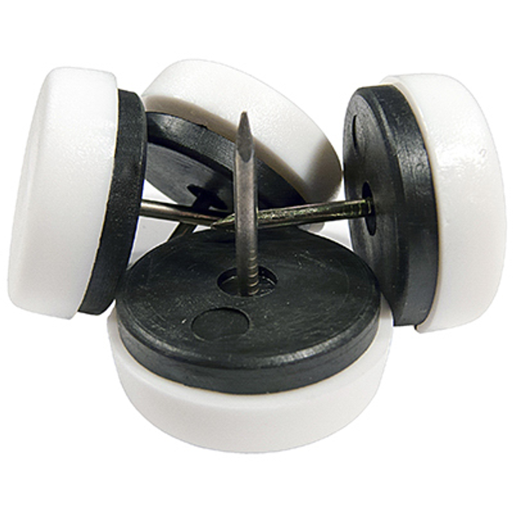 TruGuard Furniture Glides, Nail-On Cushioned, White Plastic Base, 1-1/16-In., 4-Pk.