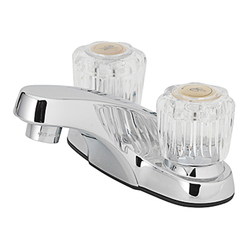 HomePointe Lavatory Faucet Without Pop-up, 2 Acrylic Handles, Chrome