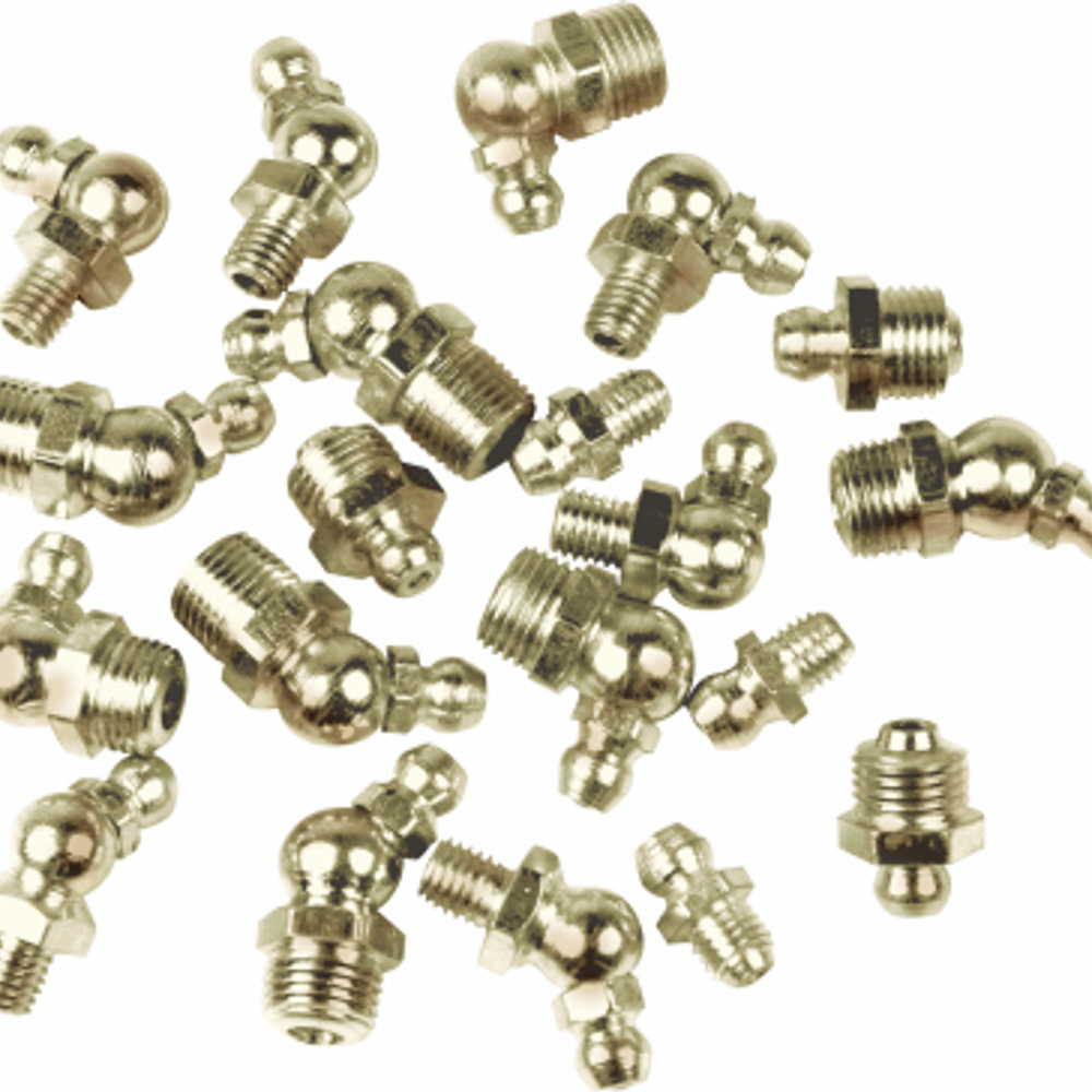Wilmar Grease Fitting, 45 & 90-Degree, 1/4-In. x 28, 10-Pk.