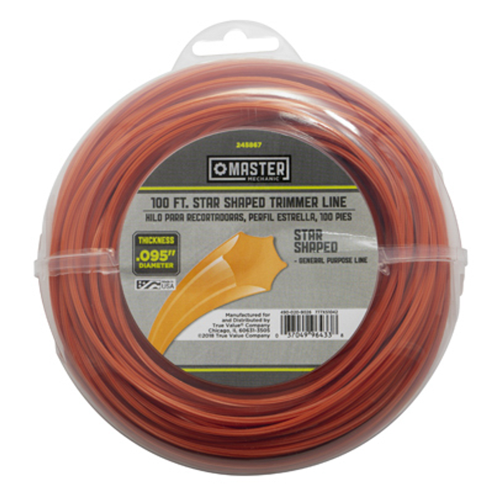 Master Mechanic Trimmer Line, Orange, 100-Ft. x .095 Dia., 5 Refills