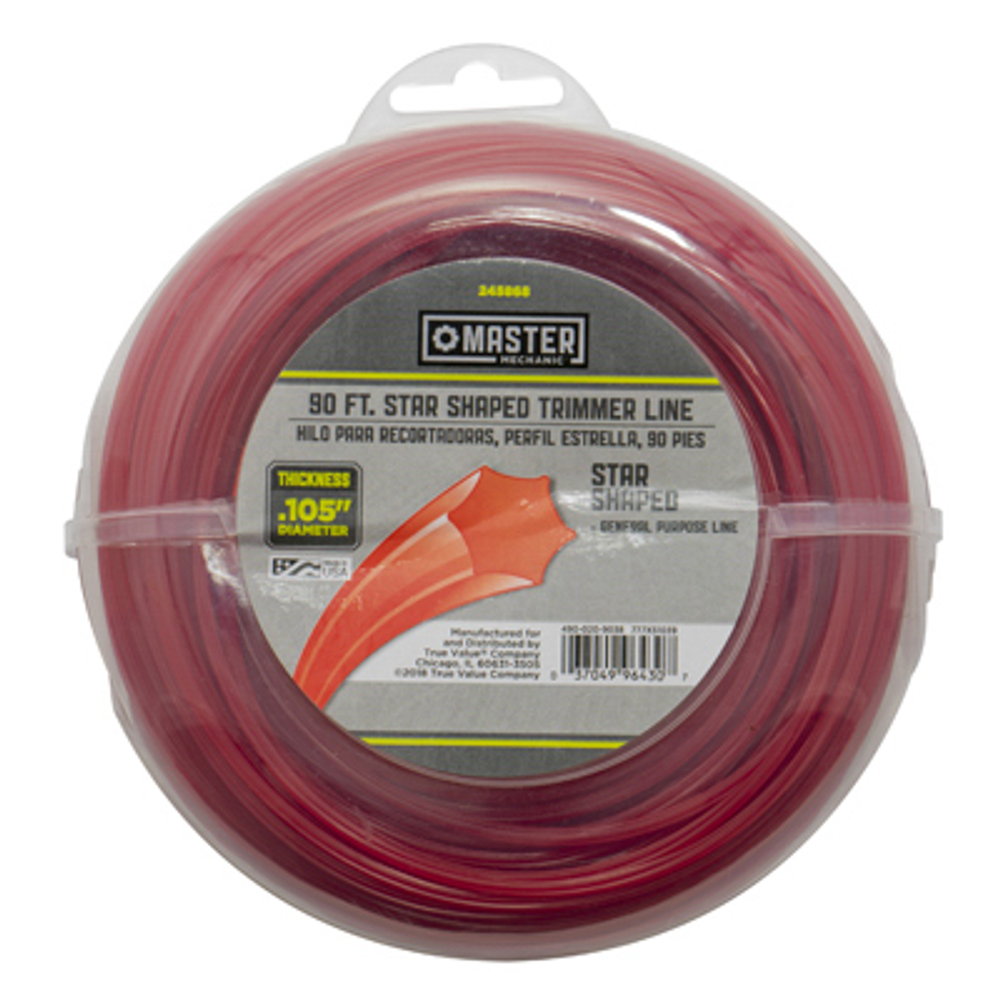 Master Mechanic Trimmer Line, Red, 6-Point, 100-Ft. x .105 Dia., 6 Refills