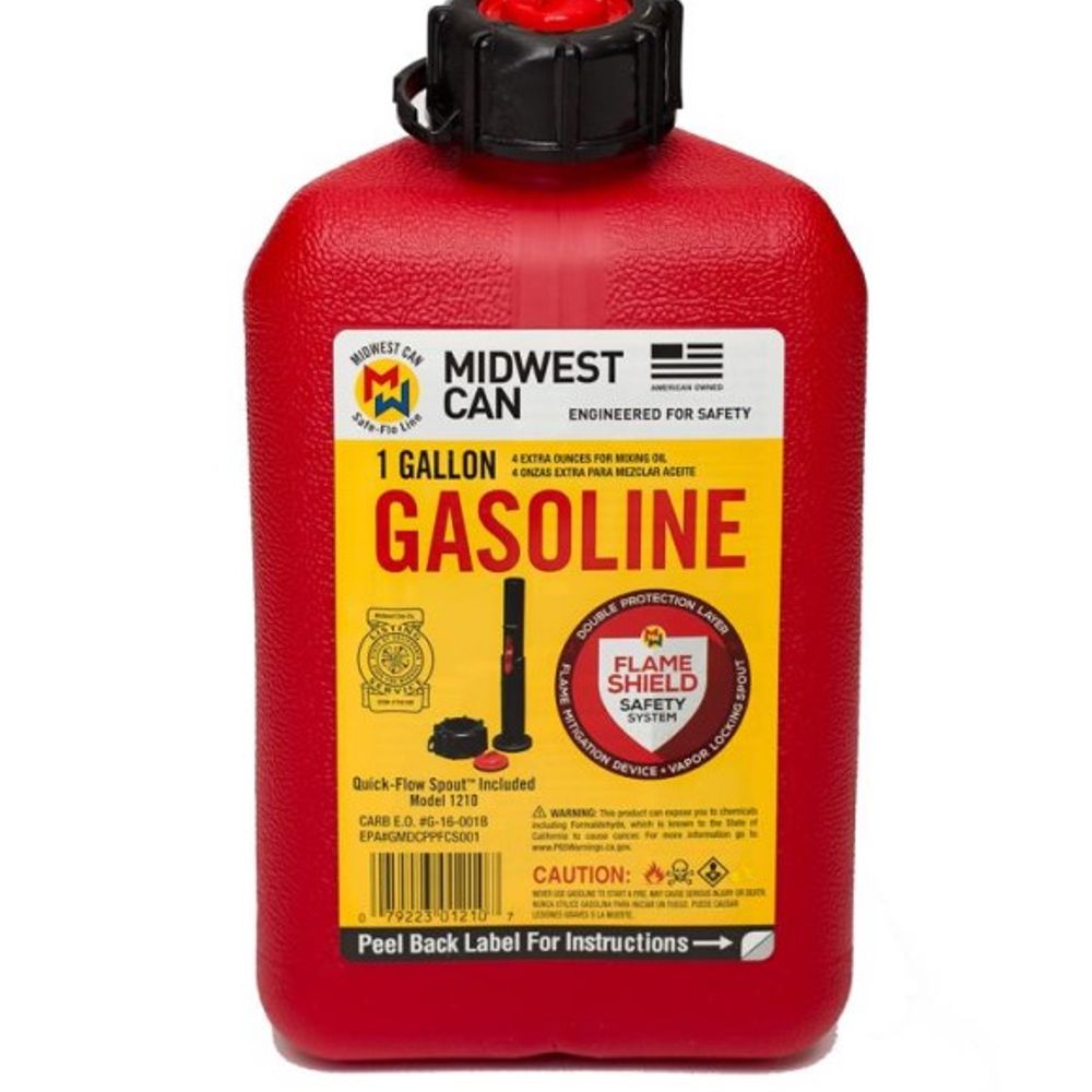 Midwest Can, Quick Flow Spout Plastic Gas Can, 1 gal