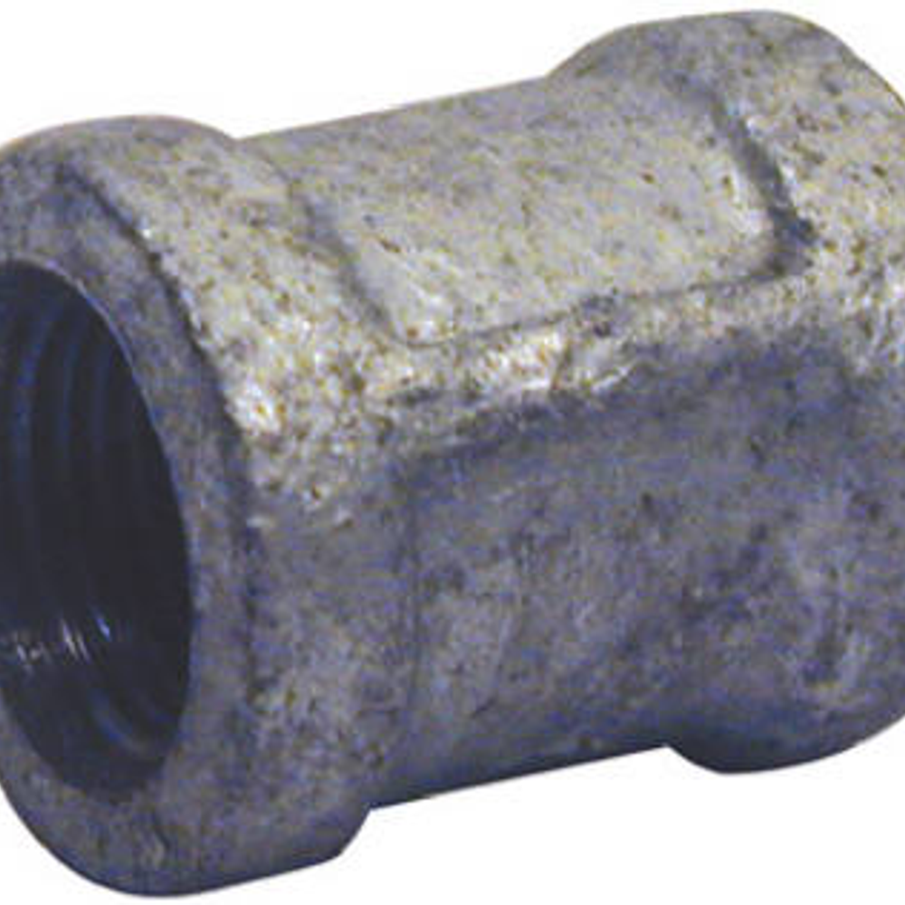 Pipe Fittings, Galvanized Coupling With Stop, 1-1/2-In.