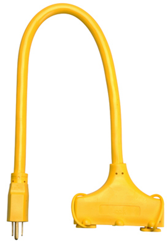 Master Electrician 3-Outlet Extension Cord, 12/3 STW, Yellow, 2-Ft.