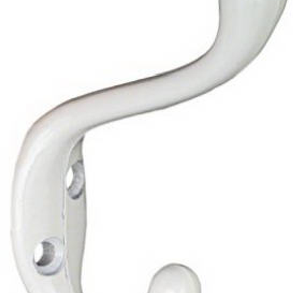 National Mfg. Hat & Coat Hook, Heavy-Duty, White, Holds 75-Lbs.