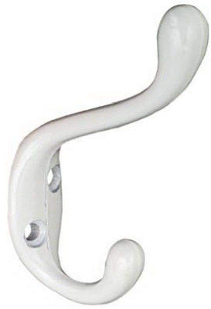 National Mfg. Hat & Coat Hook, Heavy-Duty, White, Holds 75-Lbs.