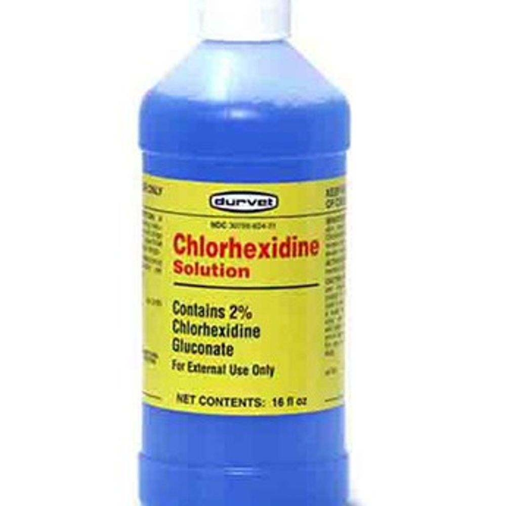 Durvet Chlorhexidine Solution, 2 % Chlorhecidine Gluconate, 1 pt.