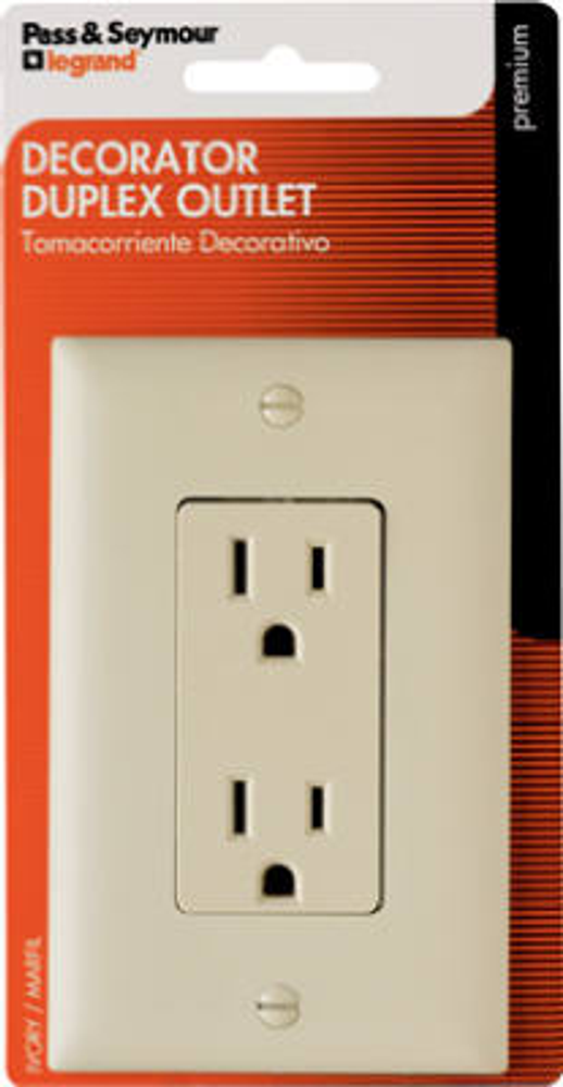 Legrand - Pass & Seymour Ivory 2-Pole 3-Wire Grounding Decorator Duplex Receptacle