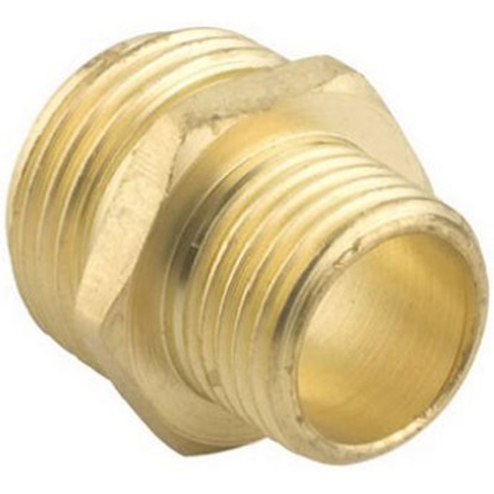 Green Thumb Brass Double Male Swivel Hose Connector 3/4" NPT x 3/4" NH