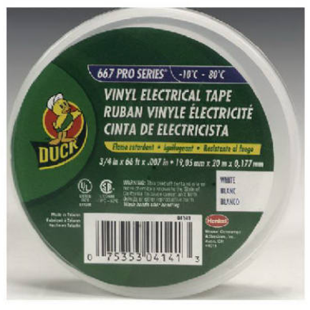 Vinyl Electrical Tape, White, .75-Inch x 66-Ft.