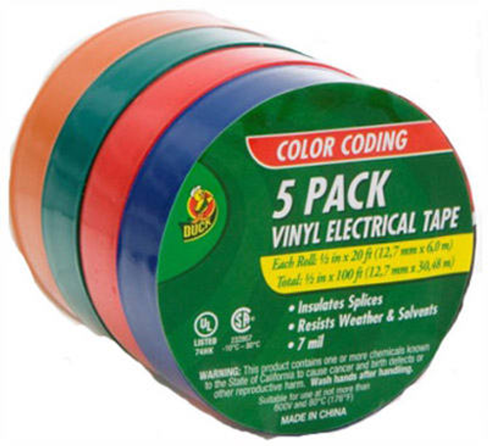 MANCO Assorted Vinyl Electrical Tape, 20-Ft. Rolls, 5-Pk.