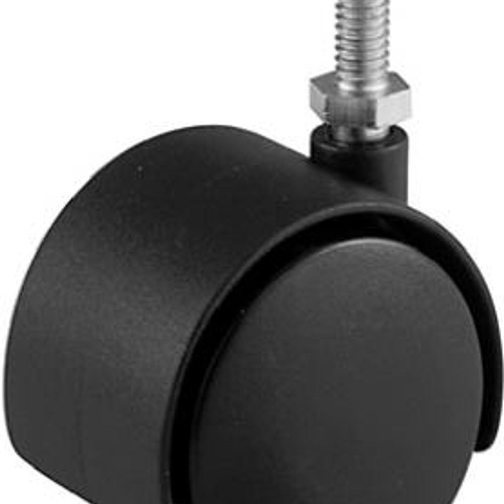 Dual-Wheel Caster, Threaded Stem, Black, 2-In.