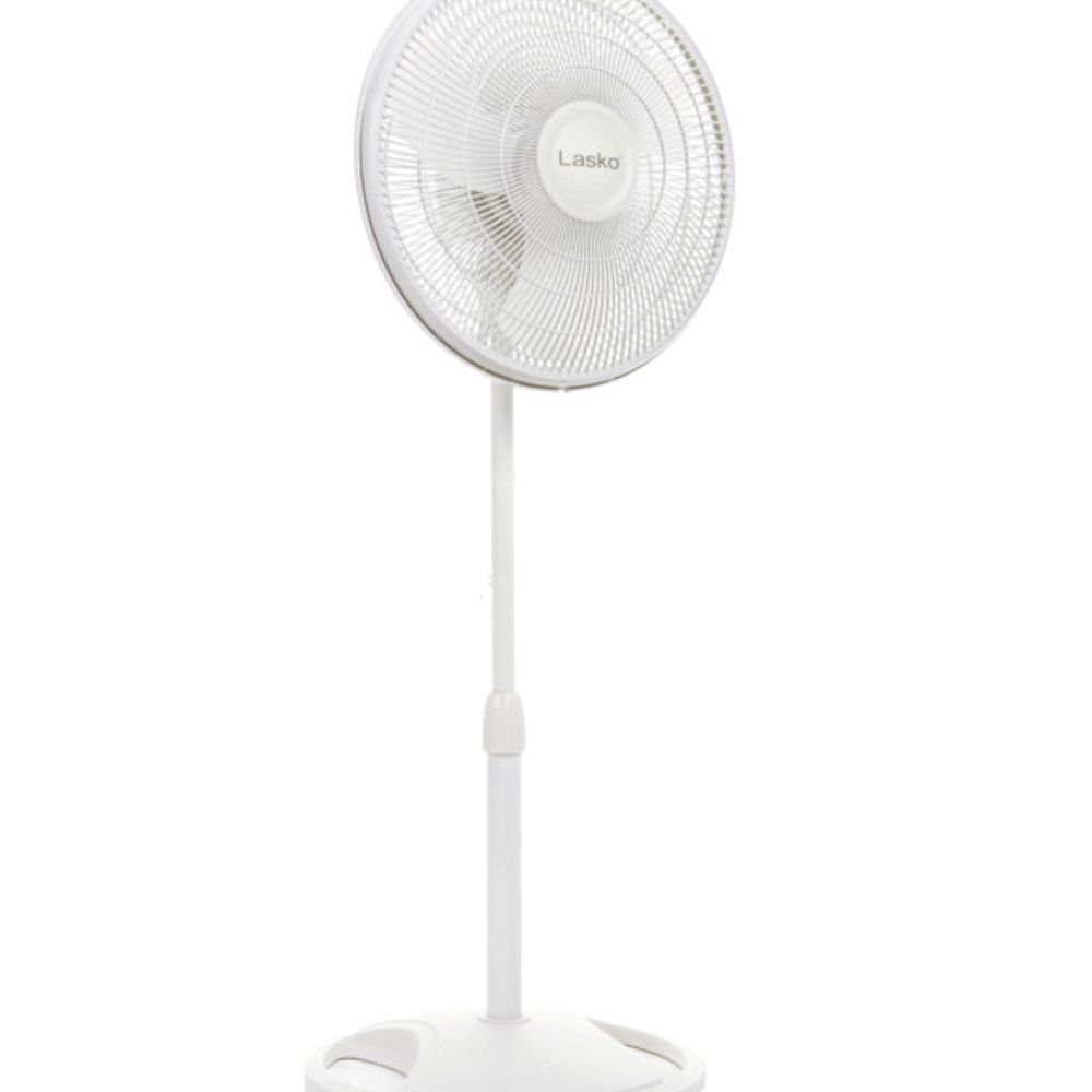 Lasko Oscillating Stand Fan, White, 16 in.
