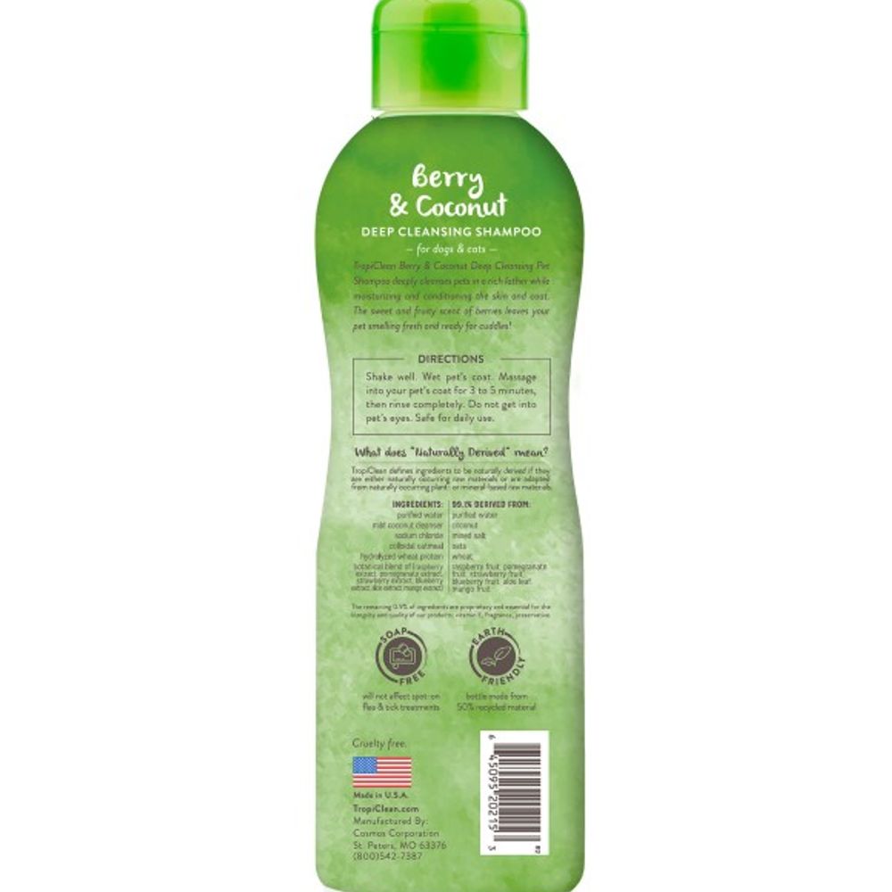 Tropiclean, Deep Cleansing Berry Coconut Pet Shampoo, 20 oz