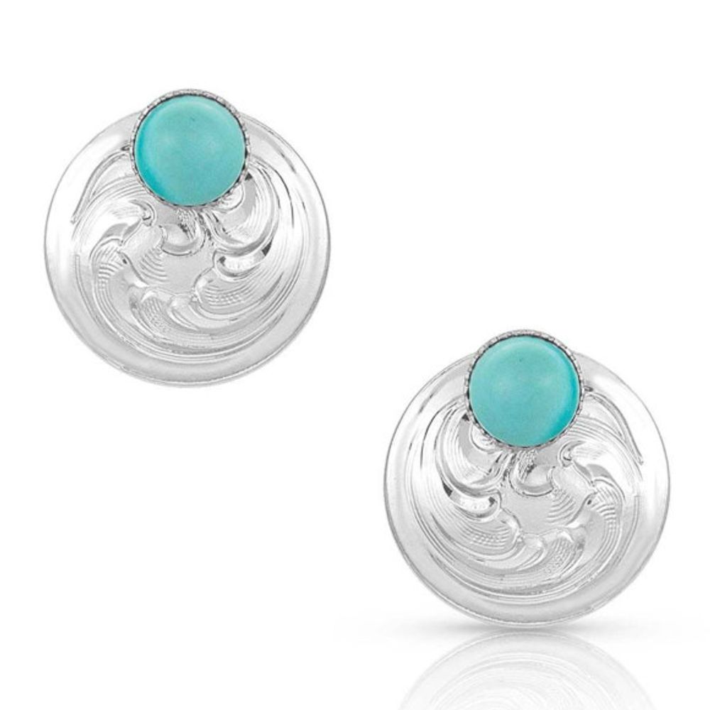 Montana Silversmiths Two Way Concho Turquoise Post Earrings, ER4449TQ