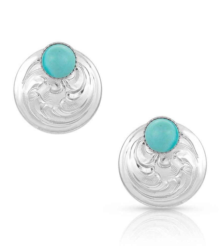 Montana Silversmiths Two Way Concho Turquoise Post Earrings, ER4449TQ