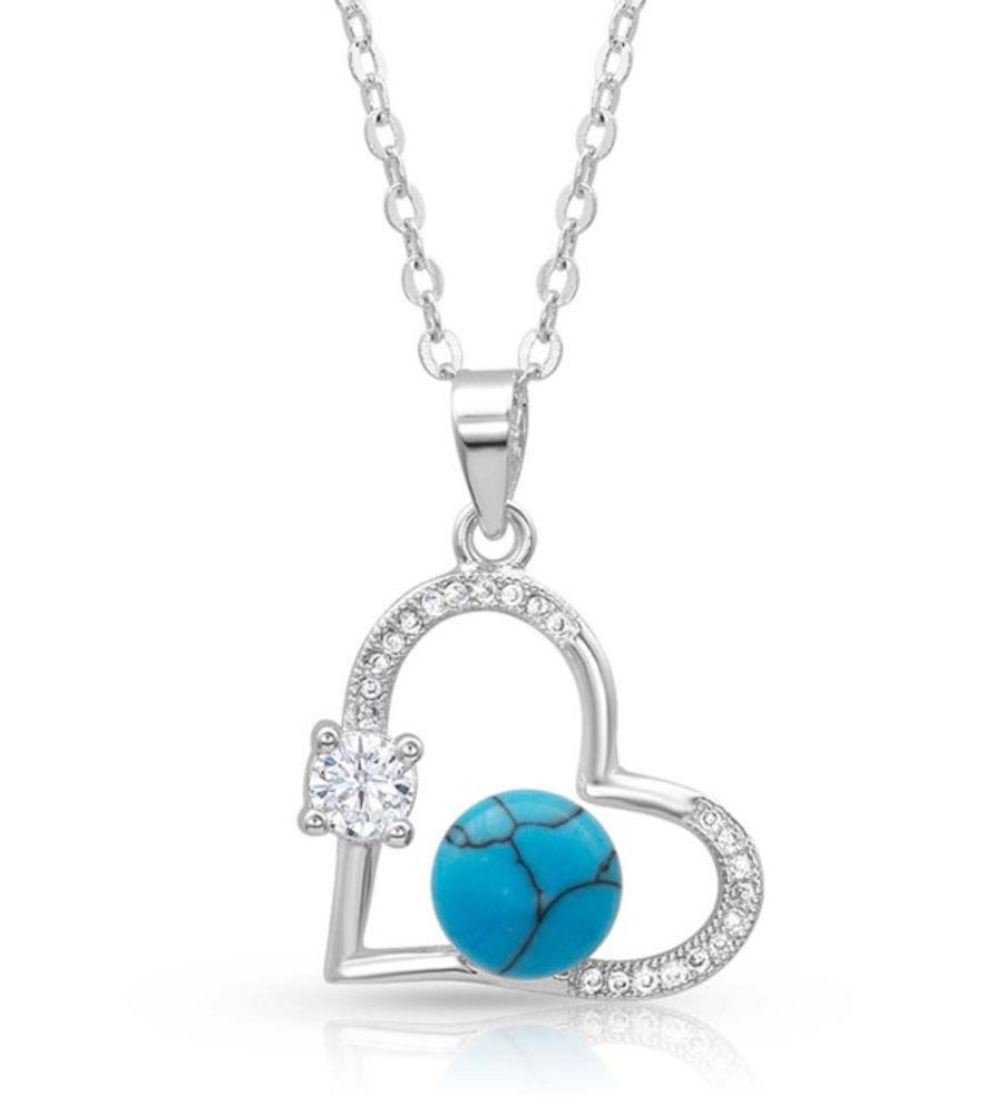 Montana Silversmiths Open Heart Turquoise Pearl Necklace, NC4501