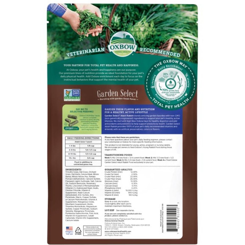 Oxbow, Garden Select Adult Rabbit Food, 4 lb