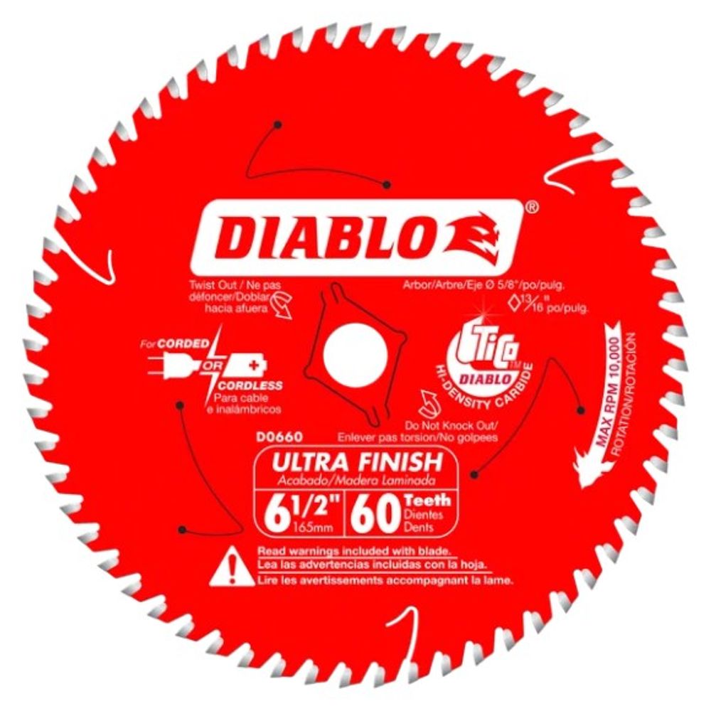 Diablo, 6-1/2" x 60 Teeth Ultra Finish Saw Blade for Wood