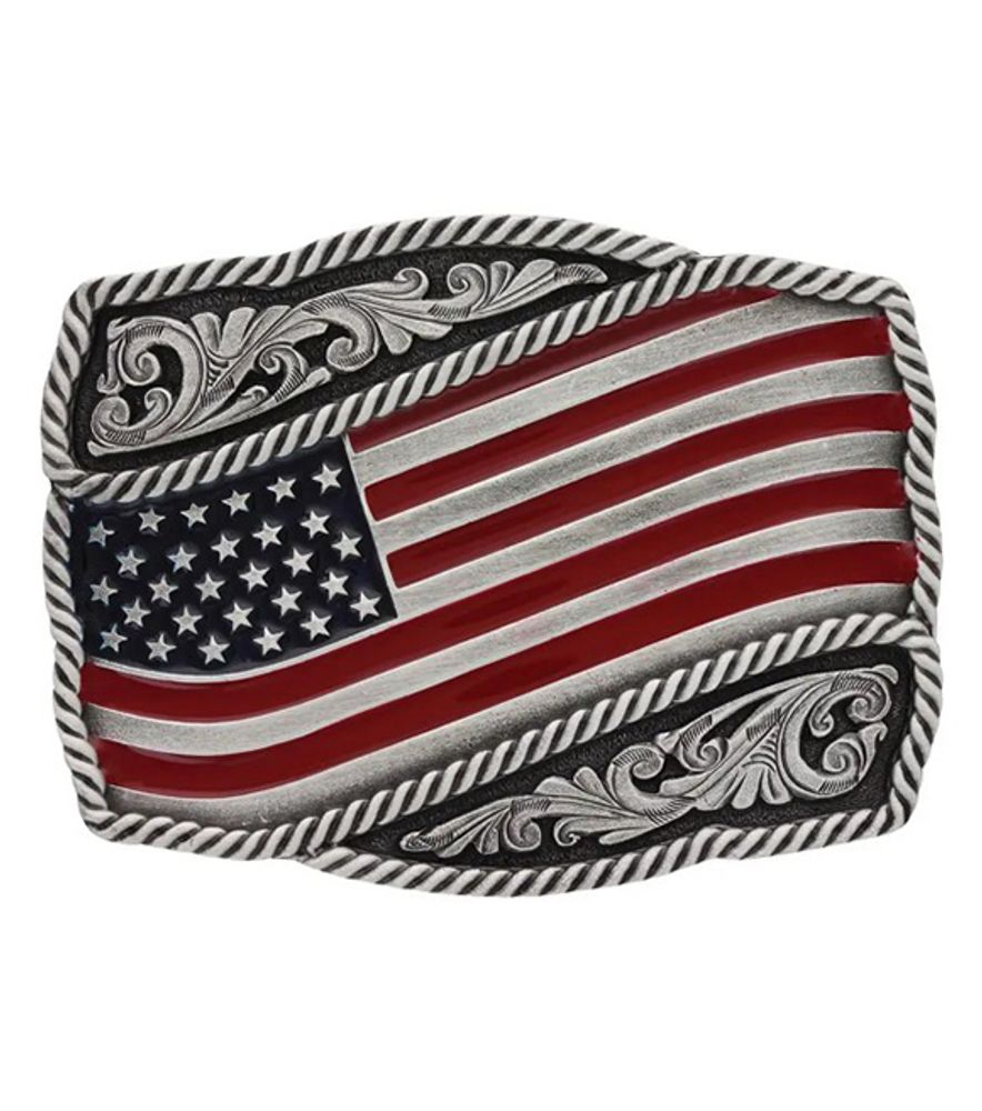 Montana Silversmiths, Classic Waving American Flag Attitude Buckle, A590P
