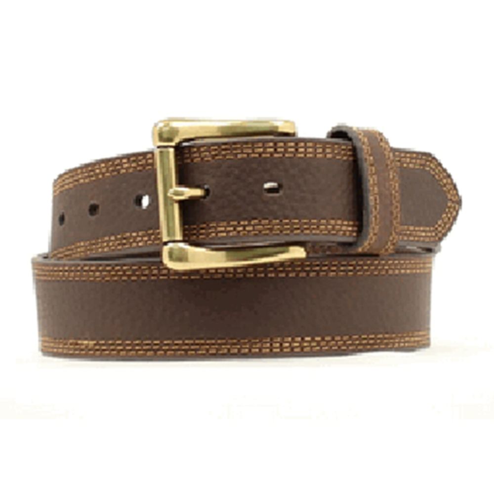 Nocona, Men's Brown Triple Stitch Belt Western Belt, N2710602