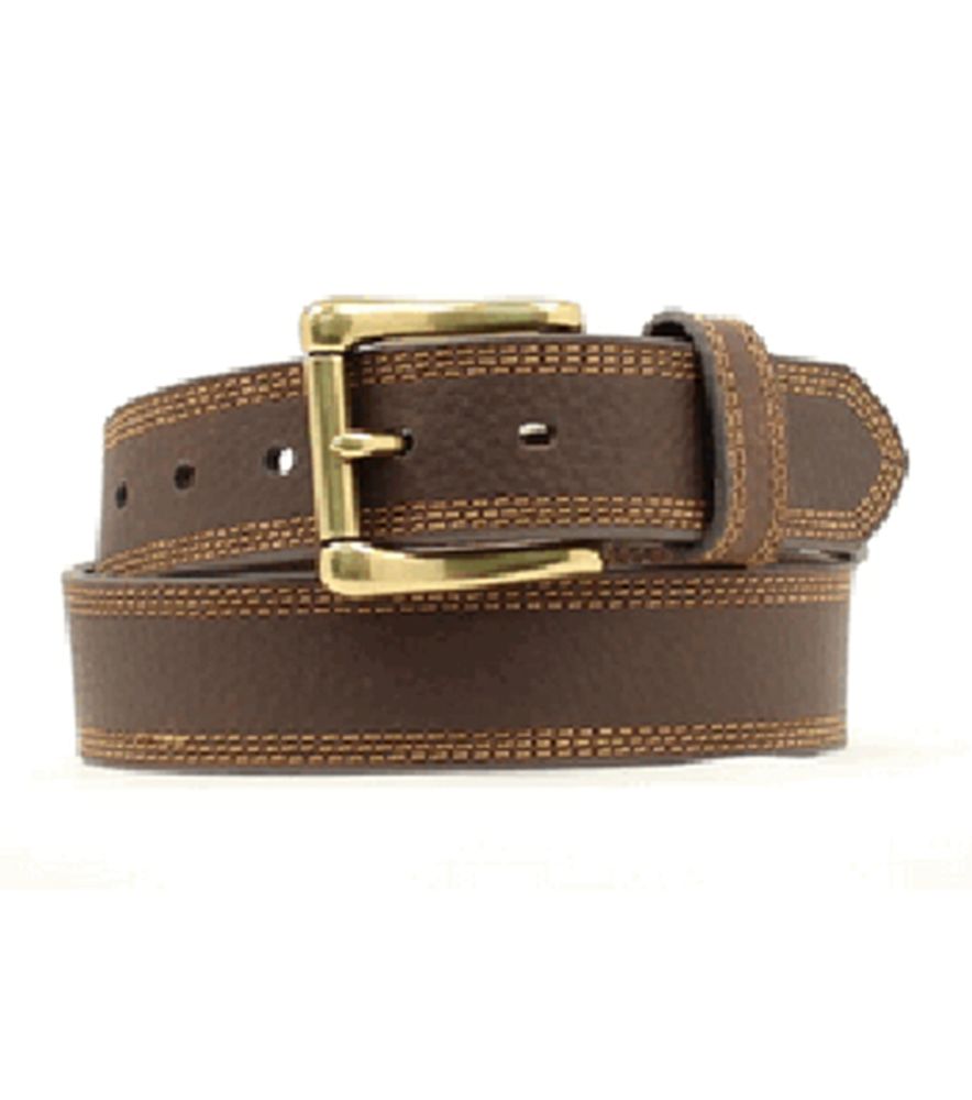 Nocona, Men's Brown Triple Stitch Belt Western Belt, N2710602