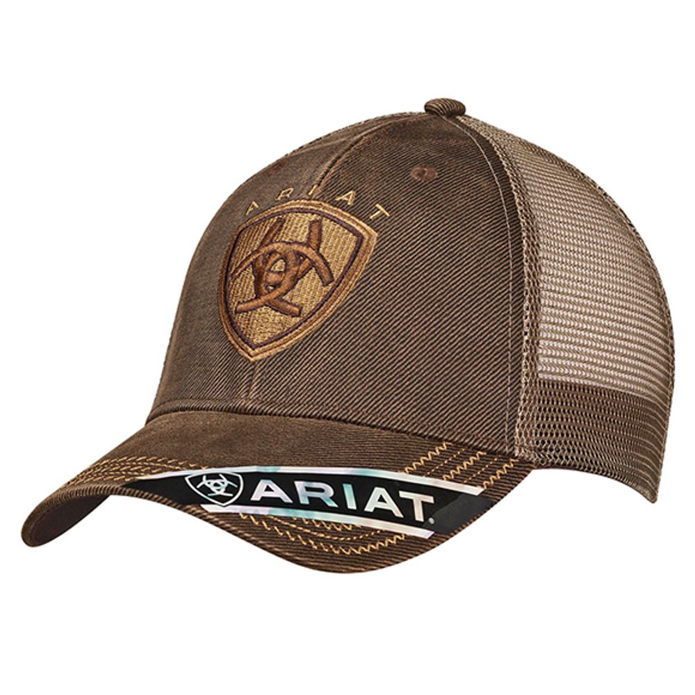 Ariat, Brown Embroidered Logo Ball Cap, 1515602