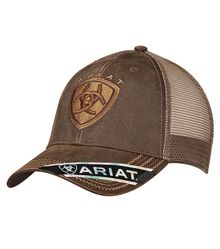 Ariat, Brown Embroidered Logo Ball Cap, 1515602
