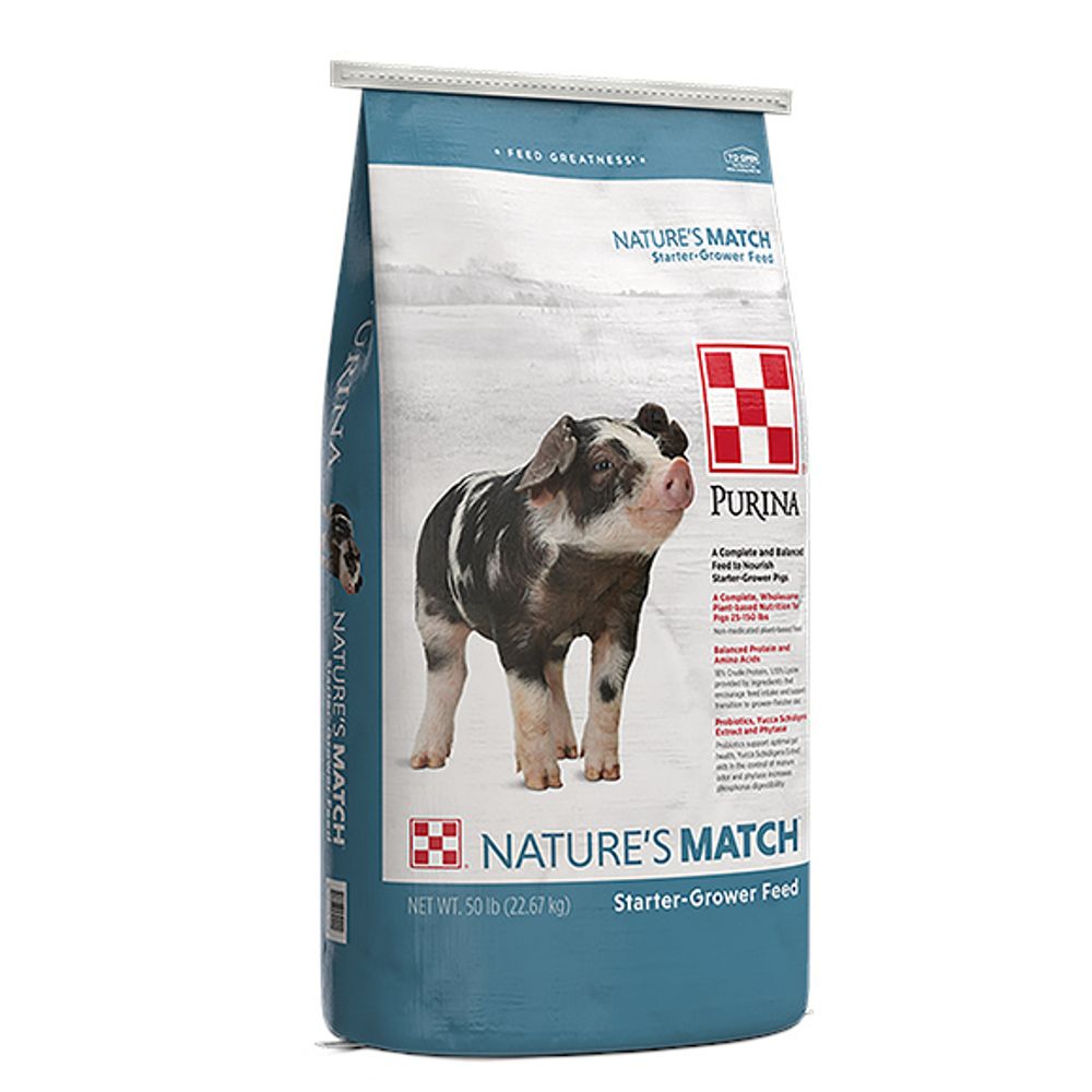 Purina, Nature's Match Pig Starter Grower, 50 lb.