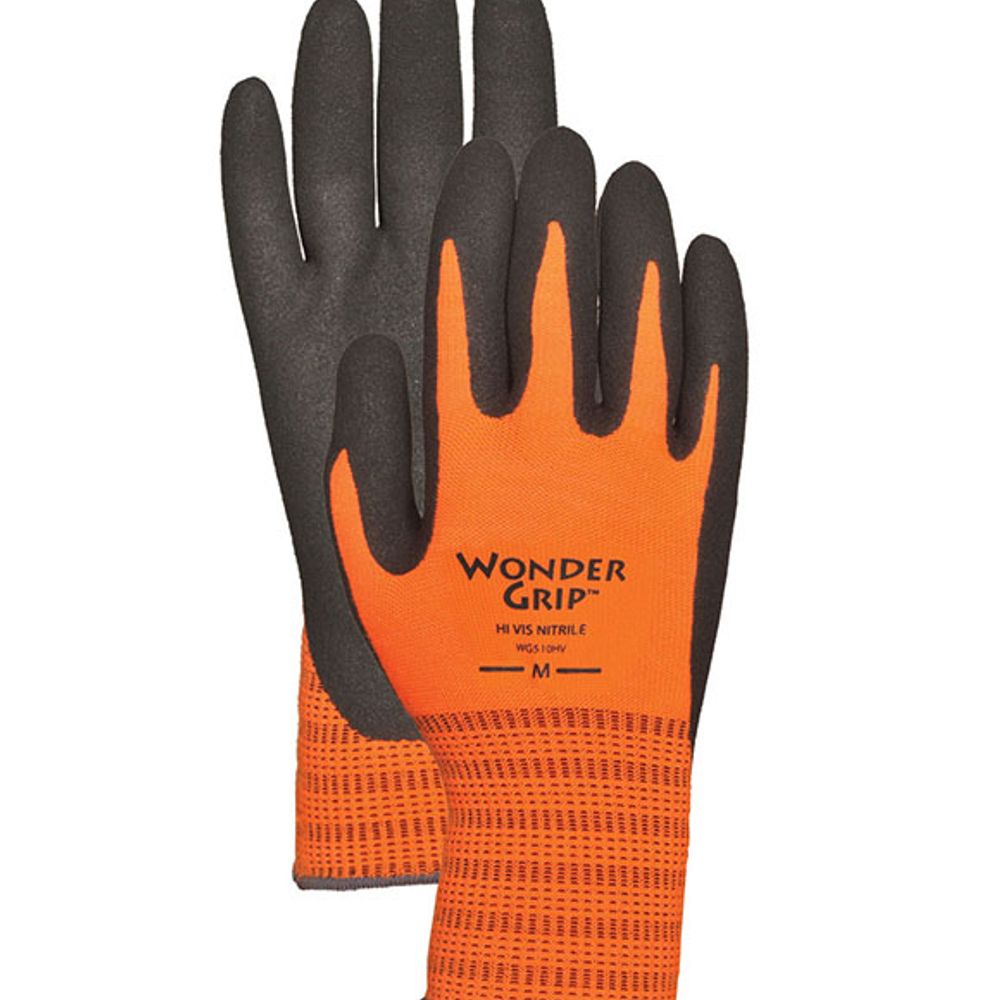 American Glove Wonder Grip High Visibility Extra Tough Palm Dipped Nitrile Garden Glove, WG510HV