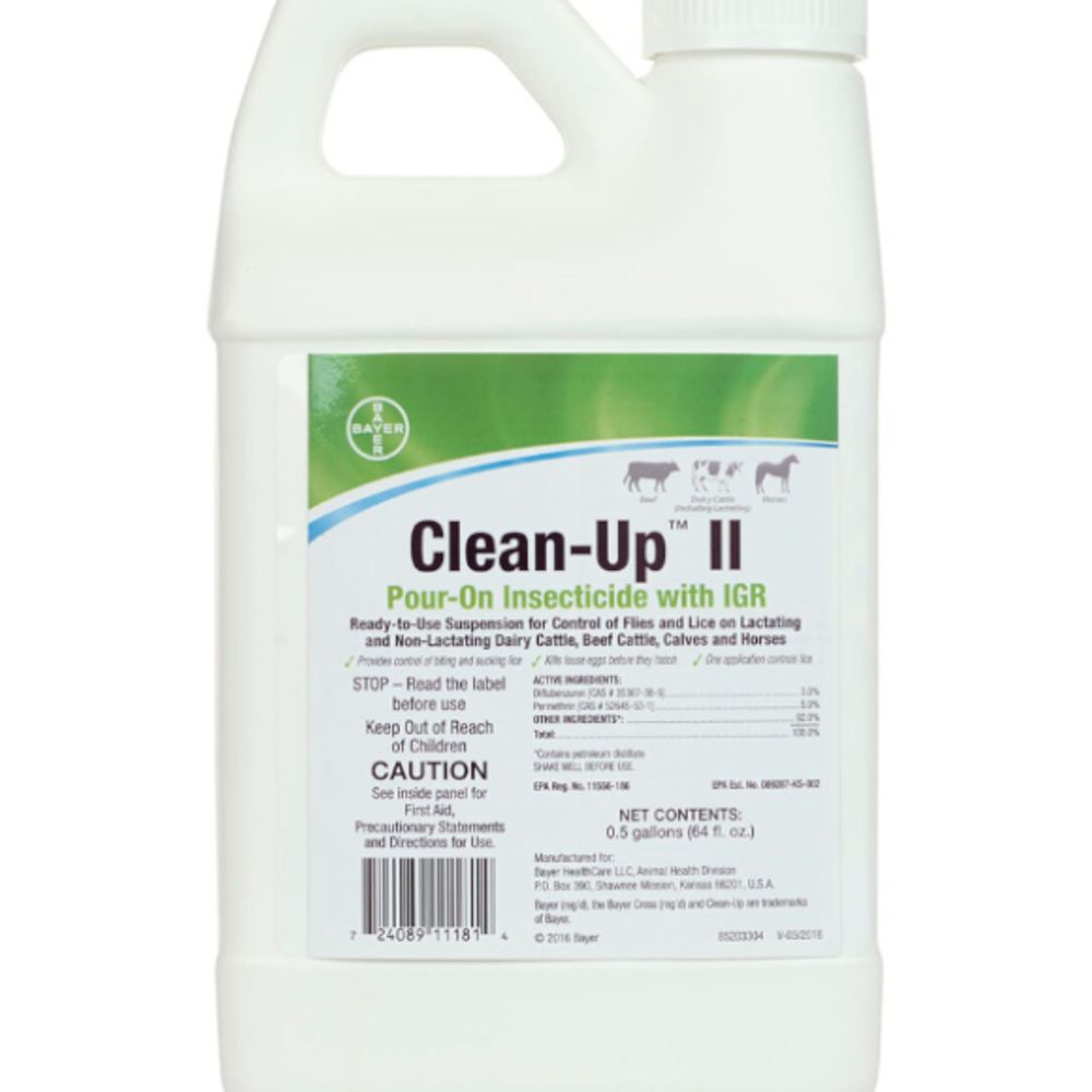 Bayer Clean Up II Pour-On Insecticide with IGR, 1/2 Gallon