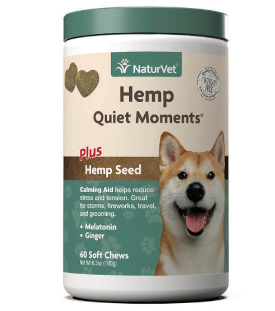 NaturVet, Hemp Quiet Moments Calming Aid Dog Chew, 60 ct