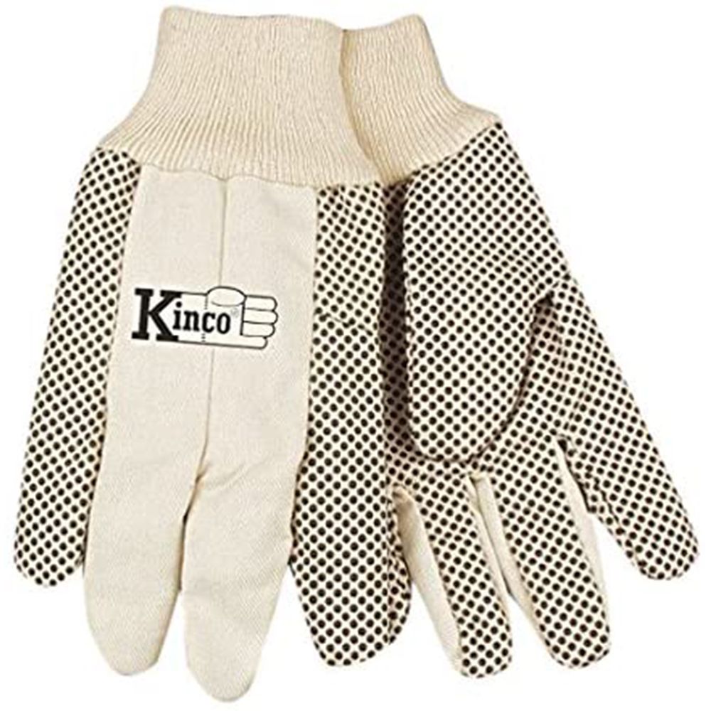 Kinco White Canvas PVC Dot Glove, 862L