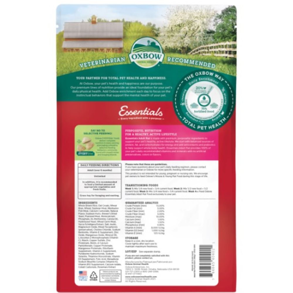 Oxbow, Essentials Adult Rat Food, 3 lb