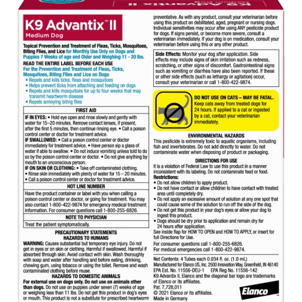 K9 Advantix II for Medium Dogs, 4 pack