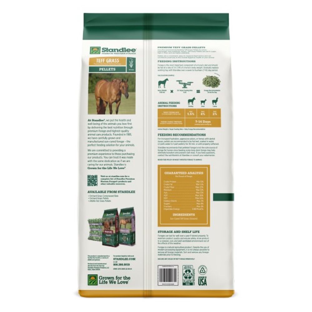 Standlee, Premium Teff Hay Pellets, 40 lb