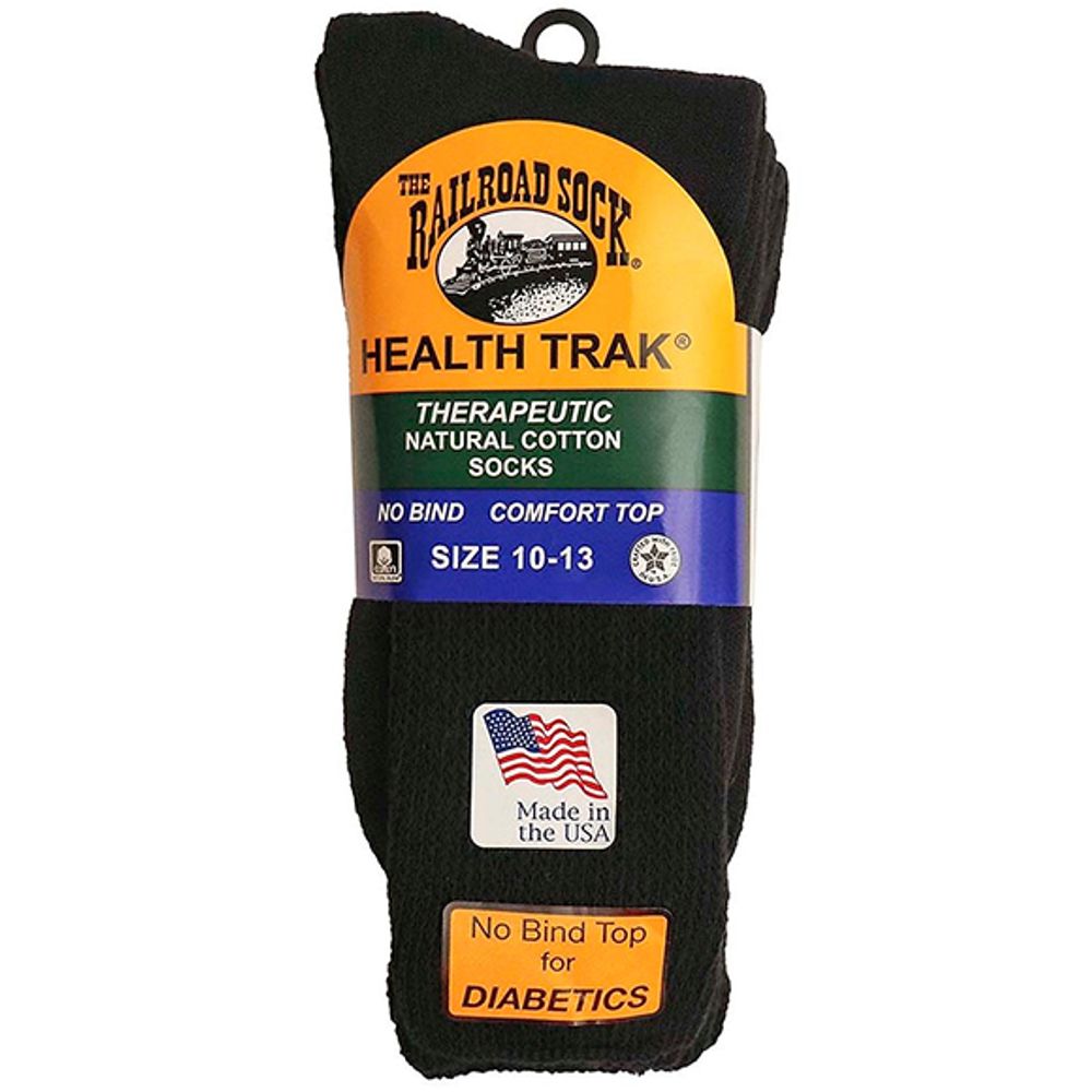 Railroad Men's Black Diabetic Socks, 991BLK
