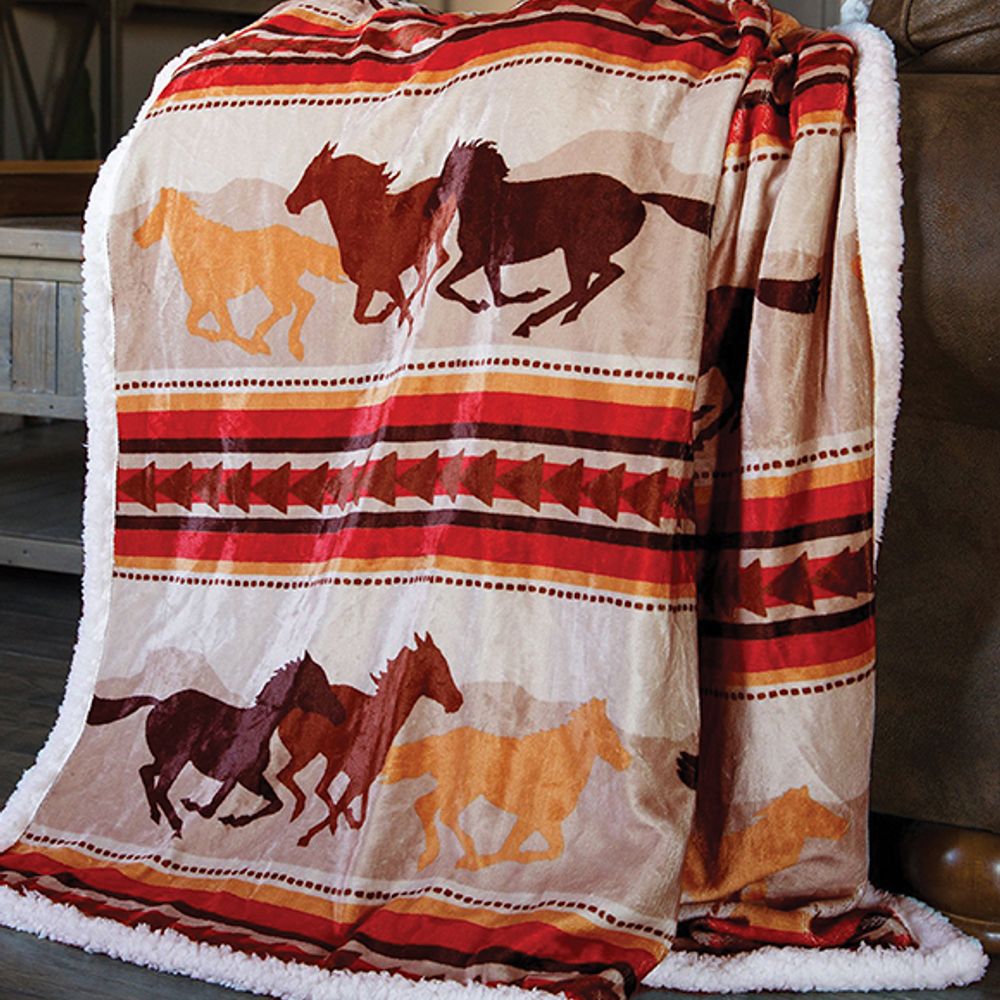 Carstens, Wrangler Running Horses Throw Blanket