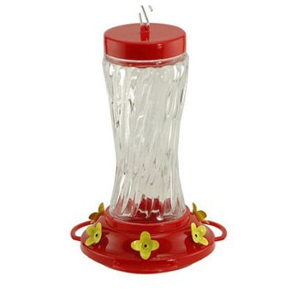 Audubon, Clear Glass Optic Swirl Bottle Hummingbird Feeder, 16 oz