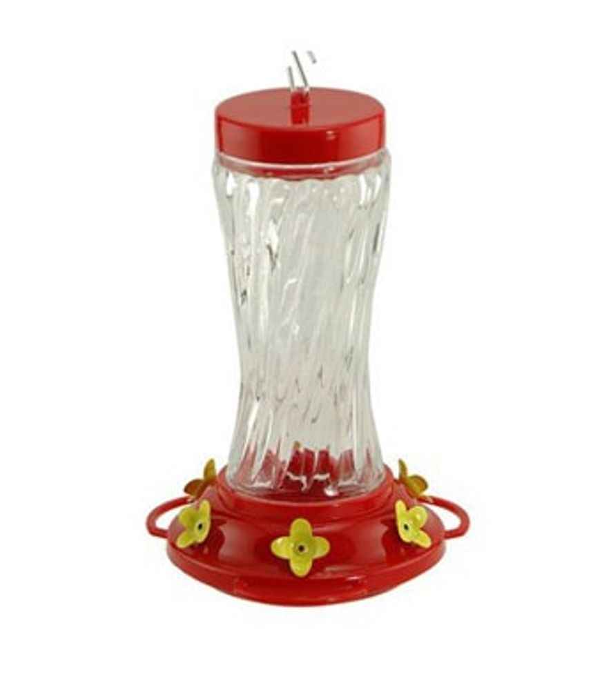 Audubon, Clear Glass Optic Swirl Bottle Hummingbird Feeder, 16 oz